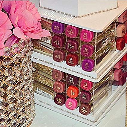 Zahra Beauty Spinning Lipstick Tower- Classy White- The Best Lipstick Holder, Holds 81 Lipsticks