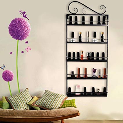 5 Tier Nail Polish Rack, Multi-Purpose Wall Mounted Organizer Display Shelf for 50 Nail Polishes at Home Business Spa Salon