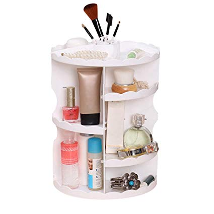 Rerii Makeup Cosmetic Organizer, 360 Degree Rotating Desktop Makeup Organizer, Adjustable Tabletop Cosmetic Organizer, Multi-Function Countertop makeup Organizer for Brushes Toner Creams Lipsticks