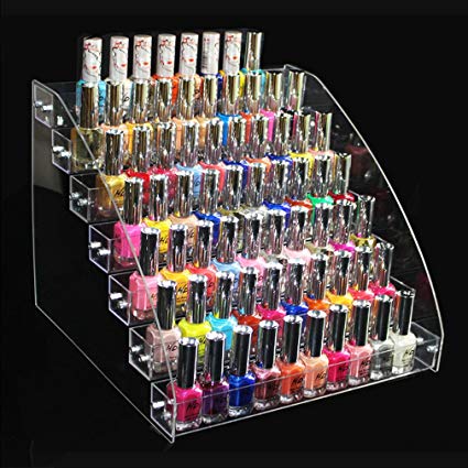 Mordoa Transparent 7 Layers Nail Polish Display Rack Removable Acrylic Cosmetic Storage Holder Drawer Nail Polish Organizer Storage Box A15