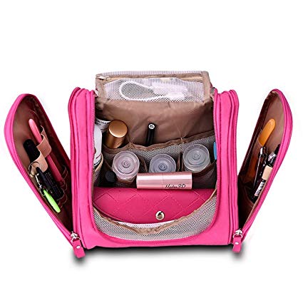 American Trends Portable Hanging Toiletry Bag Makeup Storage Organizer (FBA) Rose Red