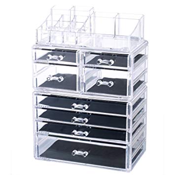 Homde X-Large Acrylic Makeup Organizer Jewelry & Cosmetic Storage Case Desk Organizer for...