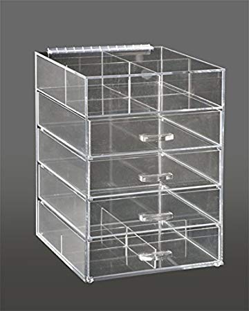 GlamoureBox® Acrylic Cosmetic Cube Organizer Makeup Case 4-Drawer (A4L)