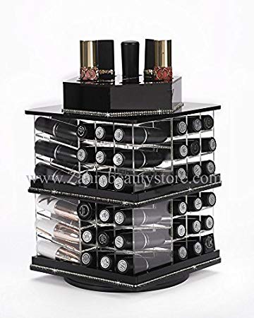 Zahra Beauty Spinning Lipstick Tower- Black- The Best Lipstick Holder- Holds 81 Lipsticks