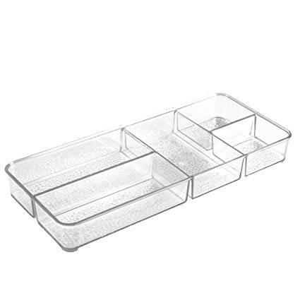 InterDesign Rain Cosmetic Organizer Tray for Vanity Cabinet to Hold Makeup, Beauty Products - Clear
