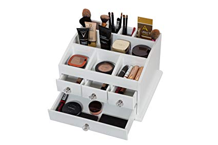 Aspect Cosmetic Caddy/Make Up Storage Box/Beauty Organizers, Wood, White