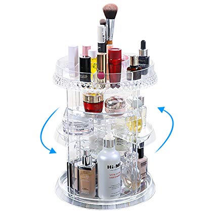 Miserwe Makeup Organizer 360 Degree Rotation 7 Layers Adjustable Storage Different Kinds of Cosmetics Multi-Function Large Capacity Makeup Storage Organizer Great for Bathroom Dresser Vanity