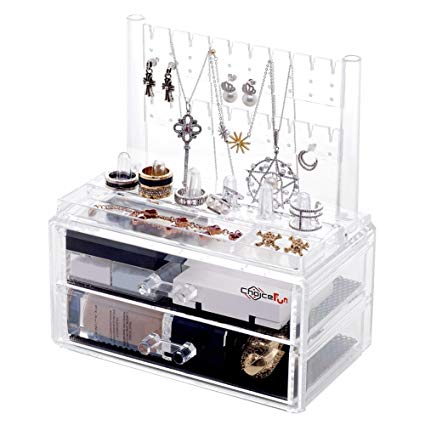 Jewelry Display and Storage Case with 2 Drawers Acrylic Choice Fun