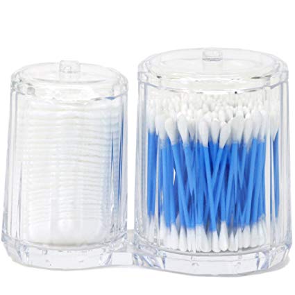 Modern Faceted Acrylic Combined Cotton Ball Swabs Cotton Pad Dispenser Holder