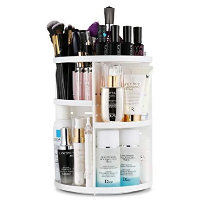 Upower 360 Degree Rotation Makeup Organizer Adjustable Multi-Function Cosmetic Storage Box, Large Capacity, 7 Layers, Fits Toner, Creams, Makeup Brushes, Lipsticks and More (Wihte)
