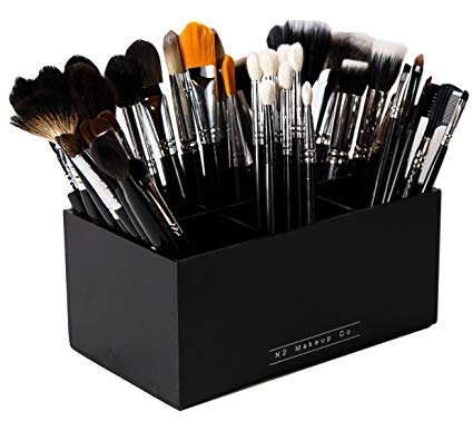 Makeup Brush Holder Organizer - 6 Slot Acrylic Cosmetics Brushes Storage Solution By N2 Makeup Co