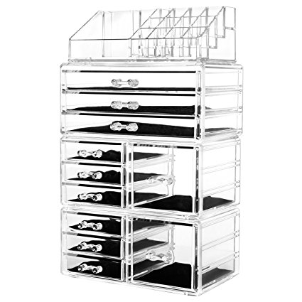 HBlife Acrylic Jewelry and Cosmetic Storage Drawers Display Makeup Organizer Boxes Case with 11 Drawers, 9.5