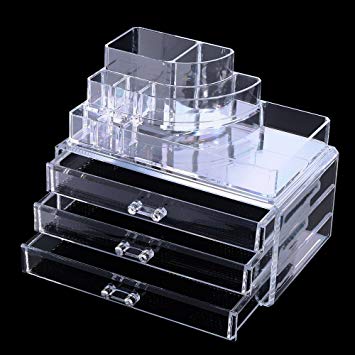 Kinglida Acrylic Makeup Organizer Box Storage Cosmetic Organizer Jewelry Display Box Drawers, 3...