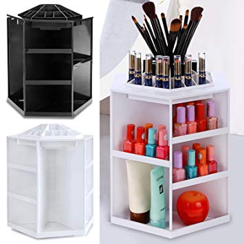 Mewalker 360 Degree Cosmetic Storage Box, Rotating Makeup Organizers Multi-Functional Makeup...