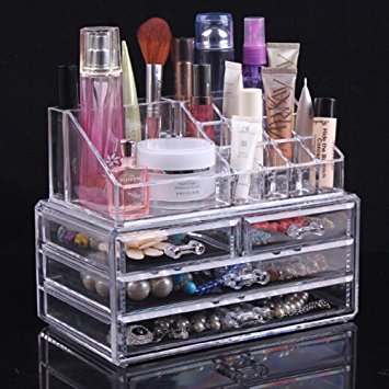 Topsalon Acrylic Cosmetic Organizer 4 Drawers Drawer Makeup Case Storage Holder Box
