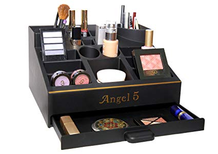 New! Exclusive Black Makeup Organizer By Angel 5| Cosmetic Storage Drawer & Jewelry All In One| Made Of Plastic ABS Resistant To Scratches Coated With A Silken Finish