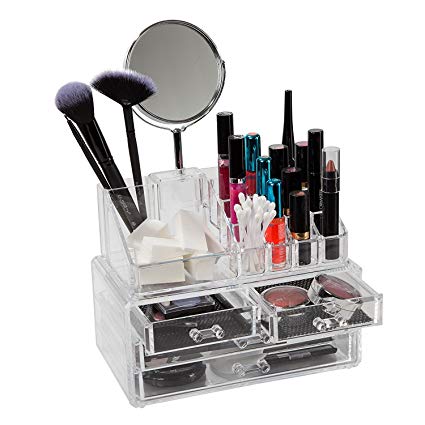 StorageAid ClosetMate Luxury Acrylic Cosmetic Make Up Organizer - Bonus Two Sided Mirror, Great for Organizing Lipstick, Nail Polish. Makeup Brushes - Keep Your Vanity Dresser Perfectly Organized